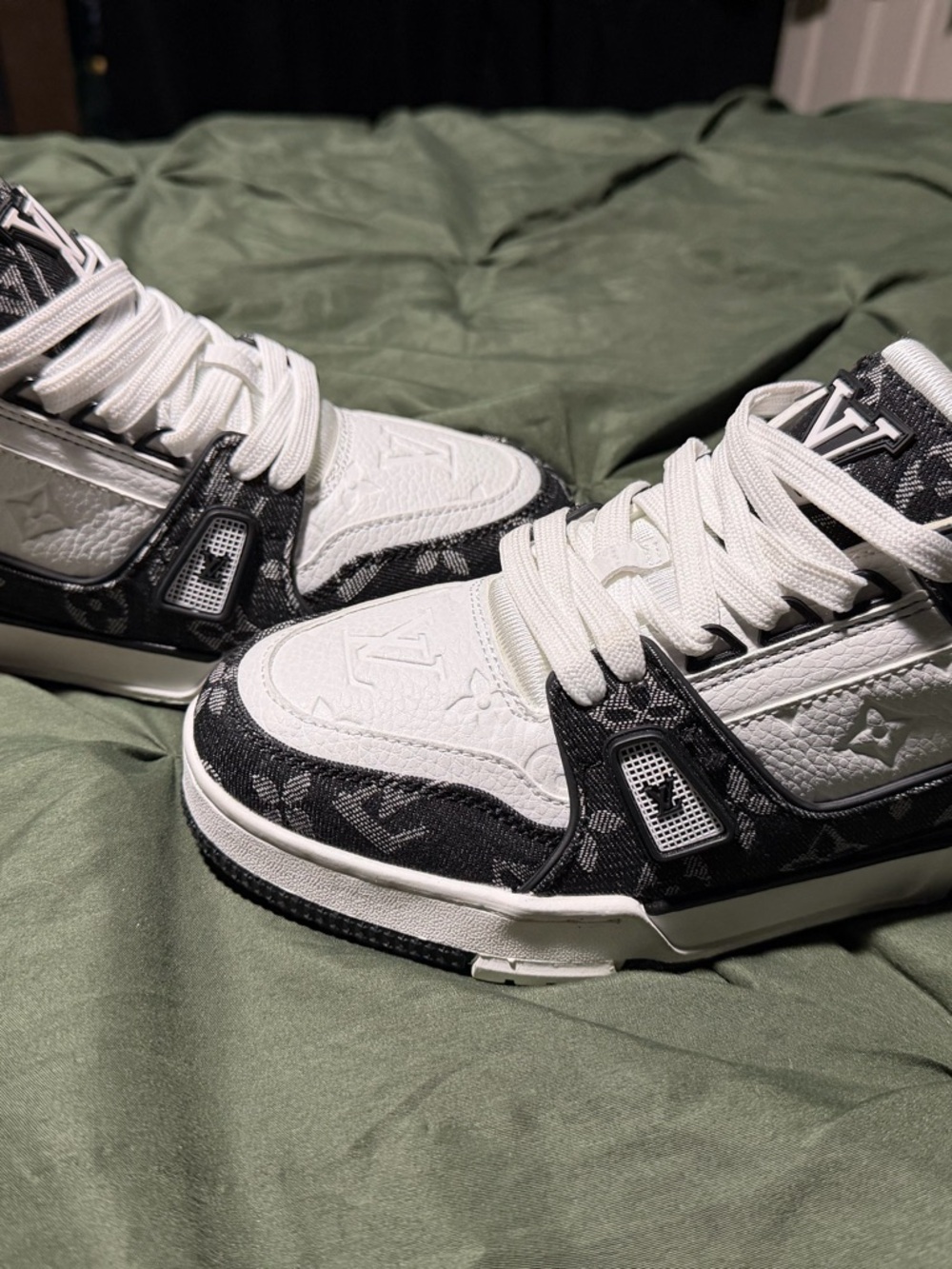 Louis Vuitton White & Black Monogram High-Top Sneaker - Picture 1 of 6